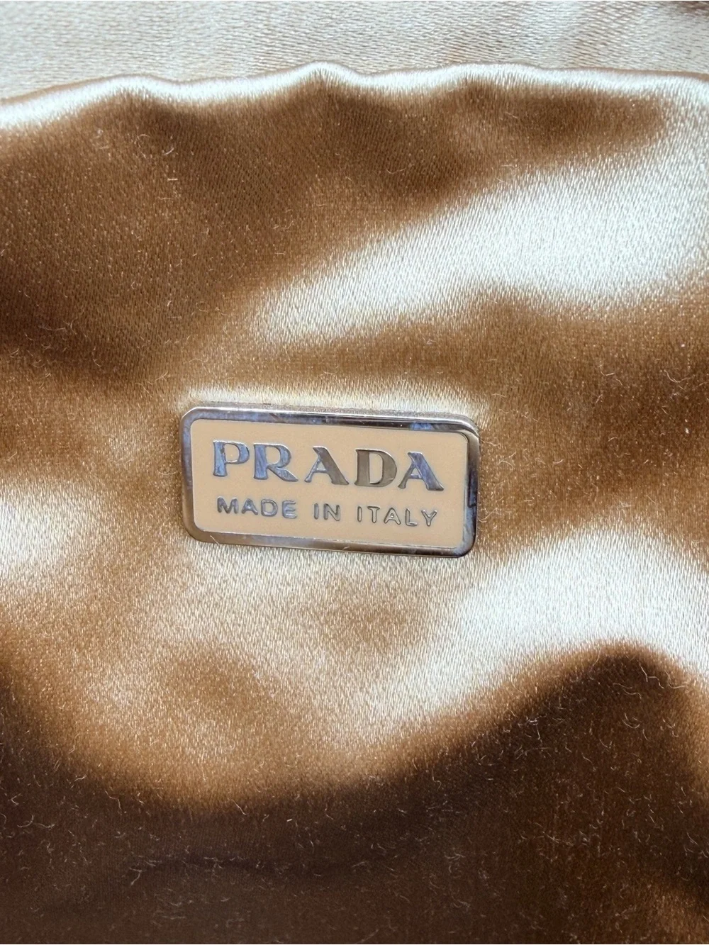 Prada Cervo Pietre Gold Satin Bejeweled Pouchette